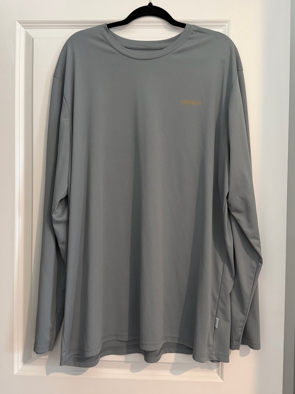 Magellan Outdoors Long Sleeve Crewneck in Light Gray with Subtle Gold Logo
